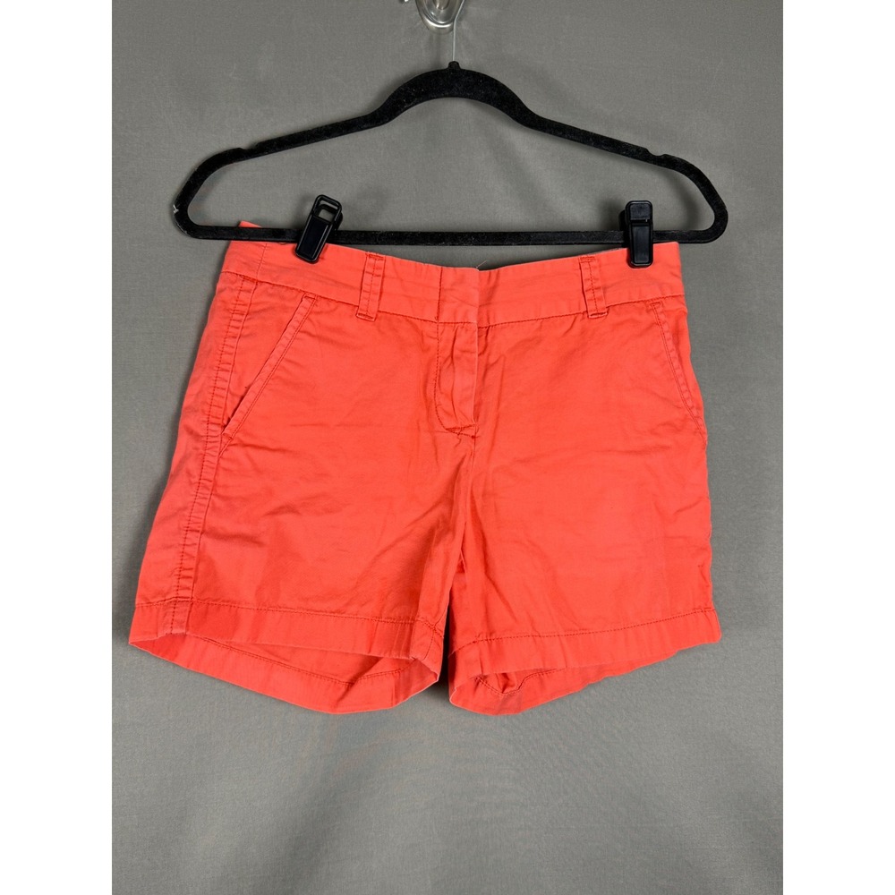J.Crew Chino Shorts Women Size 0 Coral Orange Broken-In Cotton Casual Preppy